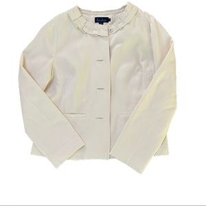 Boden Cream Cotton Jacket with pleated stitched collar - size 12